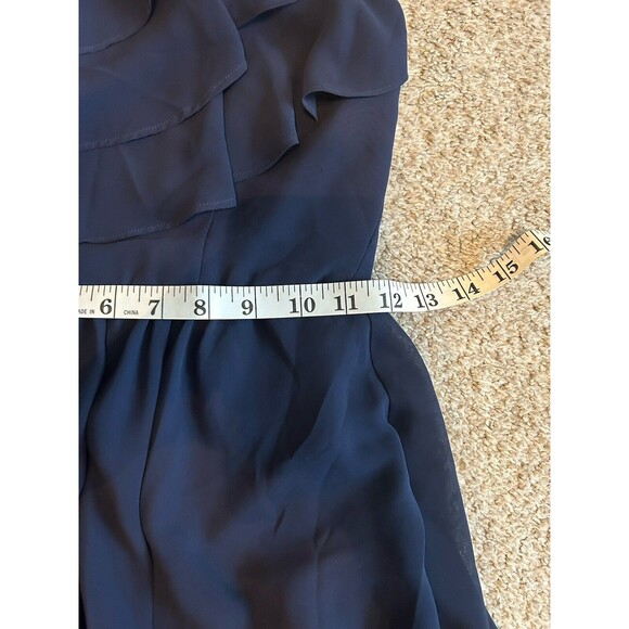 BCBGeneration Navy Blue Ruffle Mini‎ Dress Size 2 Zip Halter Sleeveless - Picture 7 of 9